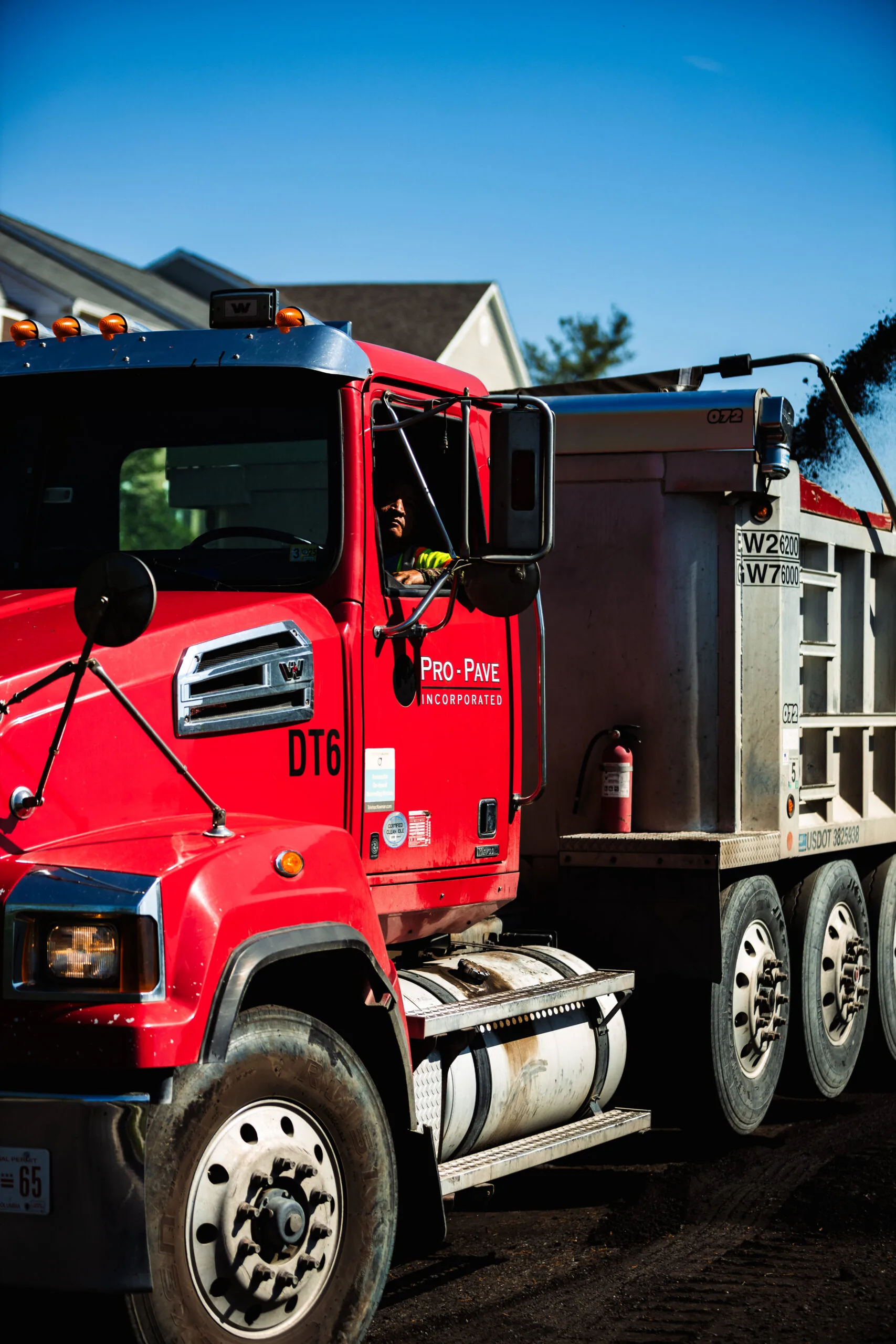 Pro-Pave Inc truck on-site at commercial paving project in Virigina
