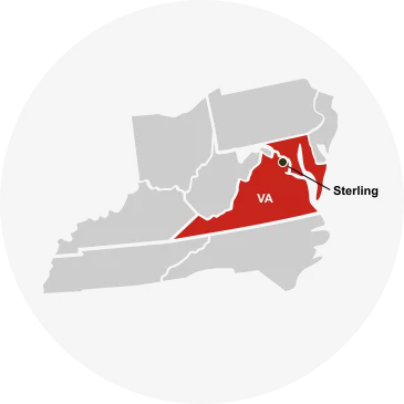 Pro Pave Inc. Map Illustration showing where Sterling, Virginia is located on the map