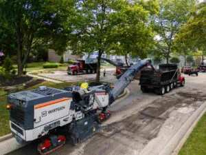 Asphalt milling taking place