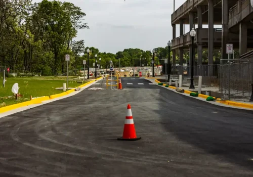 Cone in road