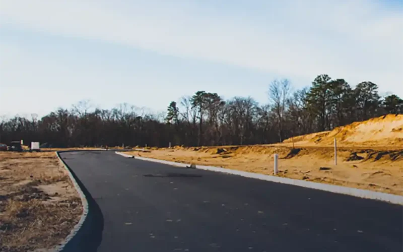 Empty newly paved road
