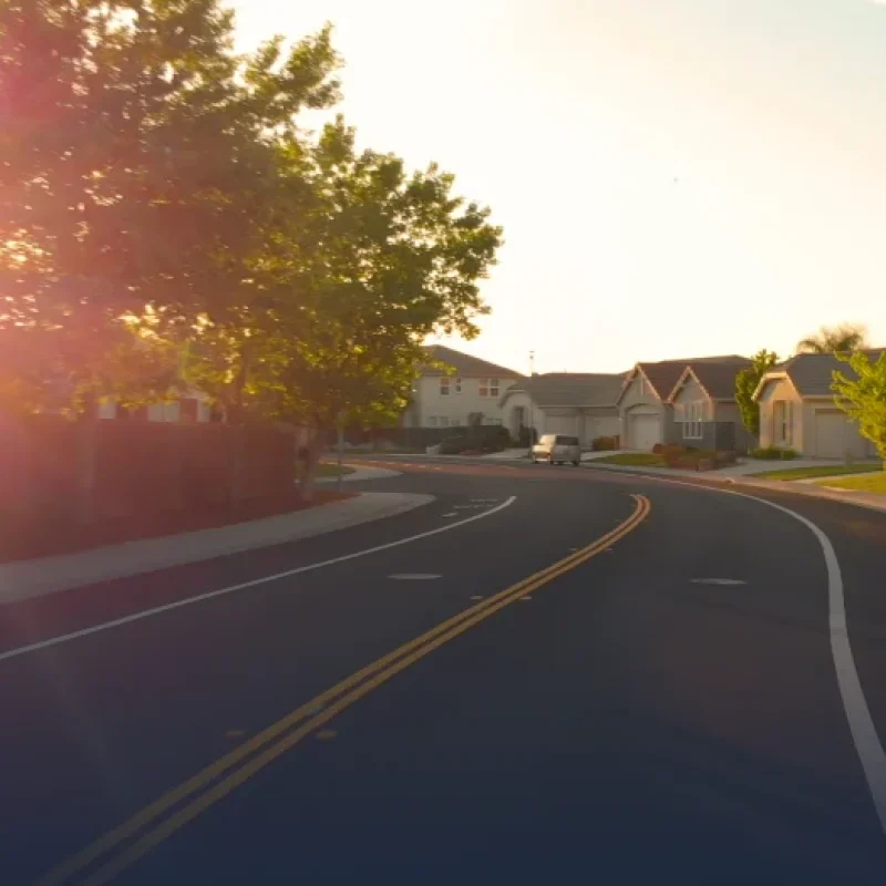 Open road in subdivision