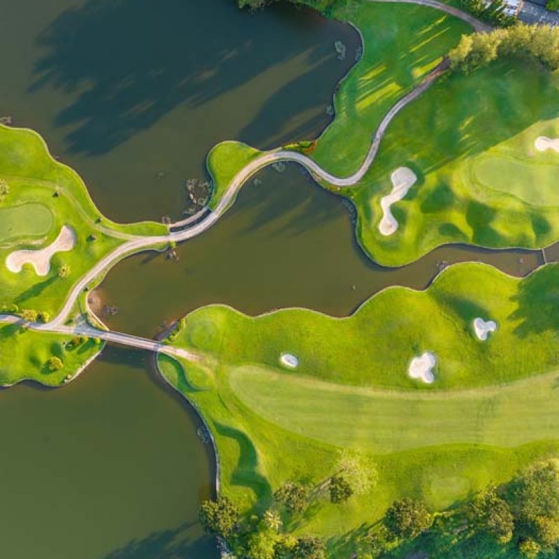 Aerial shot of a golf course