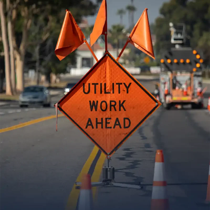 Utility Work Ahead Sign